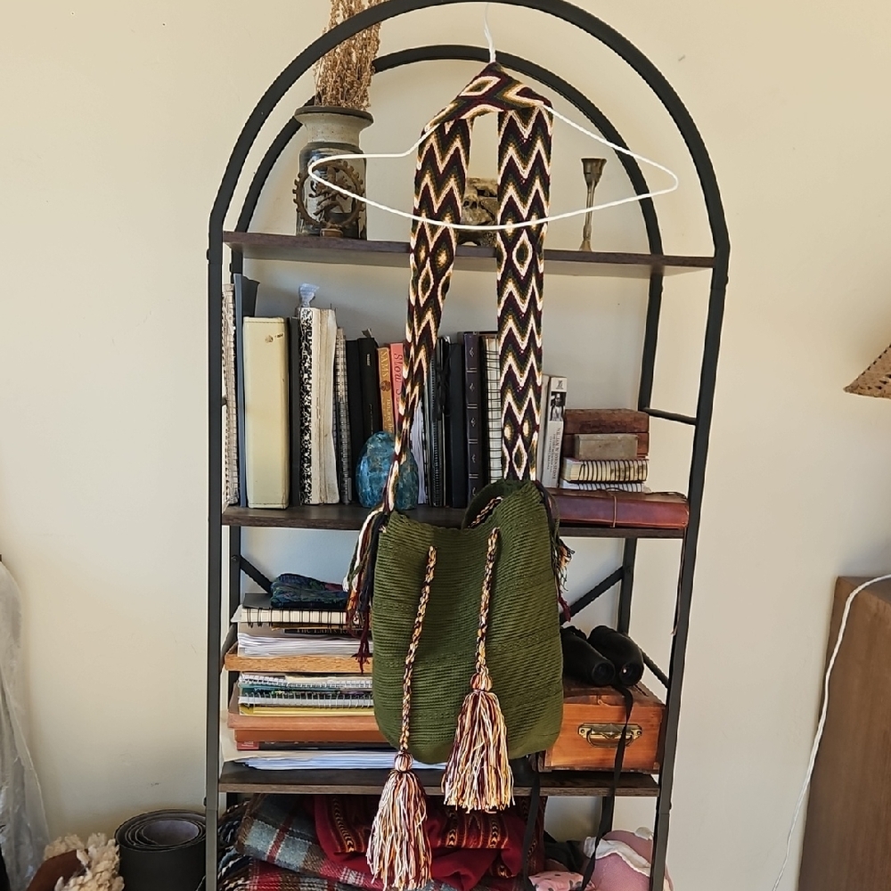 Green Woven Purse with Tassels